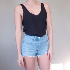 LUSH Sleeveless Blouse Black Flowy Tank Top